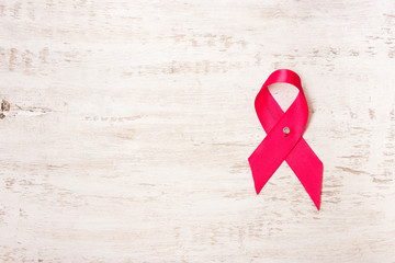 symbol of the fight against breast cancer. Pink ribbon