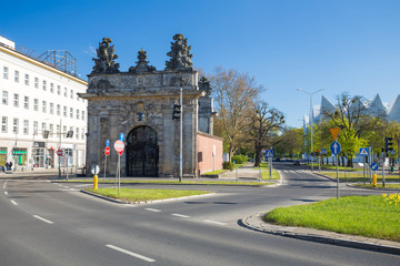 Fototapeta premium Szczecin, brama portowa oraz widok na miasto