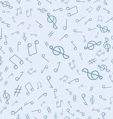 Abstract seamless pattern with music notes. Background vector illustration.