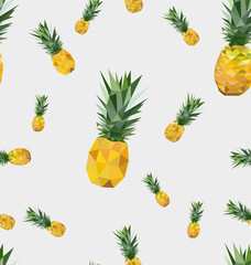 Seamless pattern with polygonal pineapple fruit. Background vector illustration
