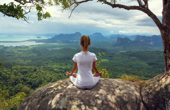 serenity and yoga practicing meditation