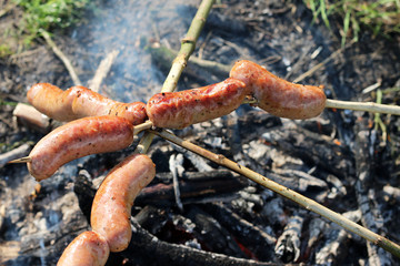 Sausage on fire