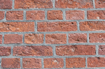 Red bricks wall background. Wall of old building useful as backdrop.