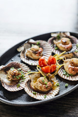 fresh steamed gourmet scallop with asian sweet sour seafood sauce