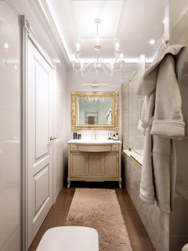 Luxurious bathroom in classic style interior design