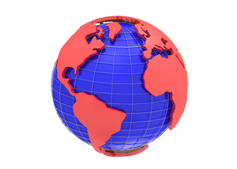Earth globe 3d rendering