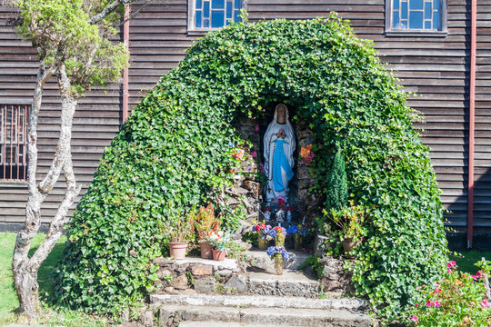 Virgin Mary statue in former convent Inmaculada Concepcion in Ancud, Chiloe island, Chile.