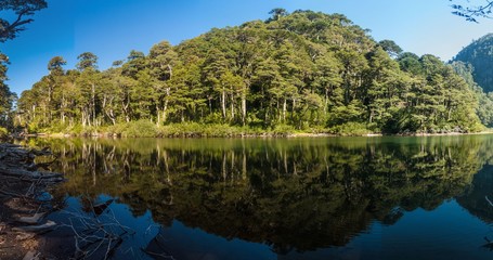 Fototapeta na wymiar Lago Chico lake in National Park Huerquehue, Chile