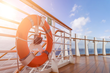 Cruise ship upper deck in sunny day