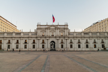 Fototapeta na wymiar La Moneda Palace, seat of the President of the Republic of Chile, in Santiago, Chile