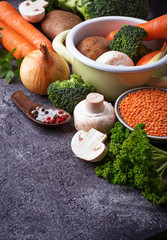 Ingredients for cooking vegetable soup