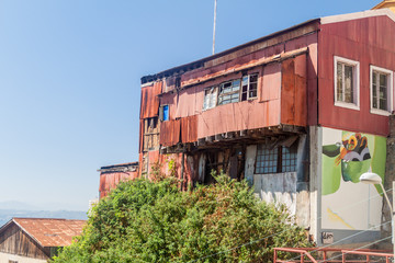 VALPARAISO, CHILE - MARCH 29, 2015: Dilapidated house in Valparaiso, Chile
