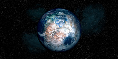 Extremely detailed and realistic high resolution 3D image of an Exoplanet. Shot from space. Elements of this image are furnished by Nasa.