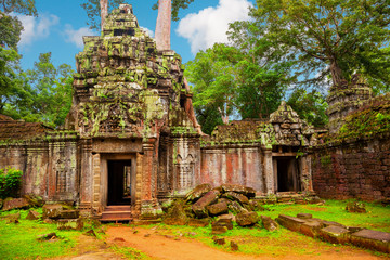 Ta Prohm temple. Ancient Khmer architecture at Angkor Wat complex, Siem Reap, Cambodia.