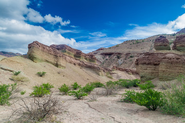 Colorful rock formations in Quebrada de Cafayate, Argentina