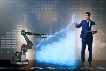 Businessman in business concept with robotic arm
