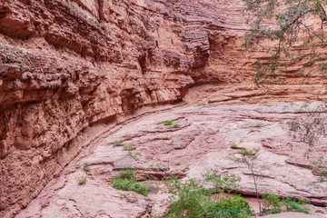 Detail of a rock formation called Garganta del Diablo (Devil's Throat) in Quebrada de Cafayate valley, Argentina
