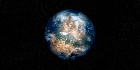 Extremely detailed and realistic high resolution 3D image of an Exoplanet. Shot from space. Elements of this image are furnished by Nasa.