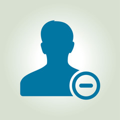 Remove user sign icon. Remove friend symbol. Flat design style.