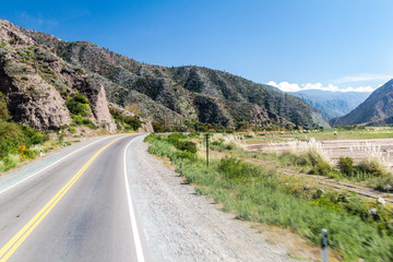 Winding road in Quebrada de Humahuaca valley, Argentina
