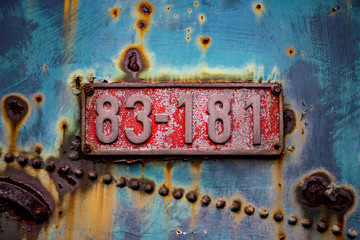 Vintage railway rusty locomotive number plate