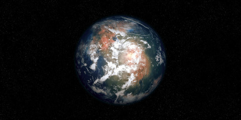 Extremely detailed and realistic high resolution 3D image of an Exoplanet. Shot from space. Elements of this image are furnished by Nasa.