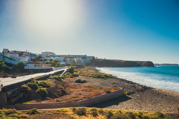 Promenade in Marina Rubicon in Playa Blanca, Lanzarote, Canary Island, Spain