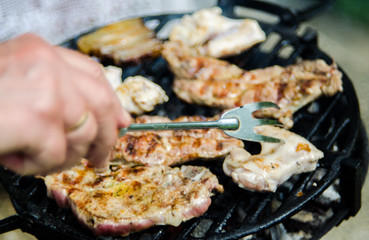Preparing BBQ Outside 