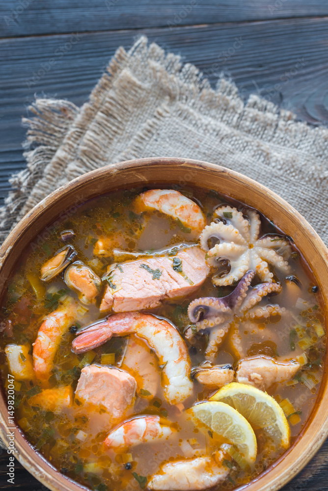 Sticker bowl of bouillabaisse