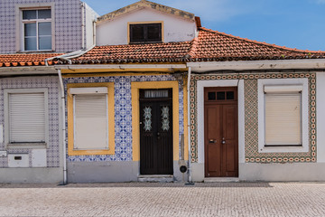 The architecture of typical houses in Aveiro city. Portugal.
