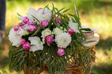 Wedding flowers, composition or bouquet of fresh flowers, wedding decoration