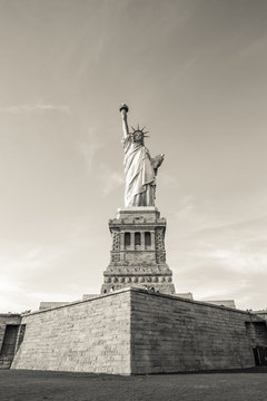 View of the Statue of Liberty in New York, USA. 