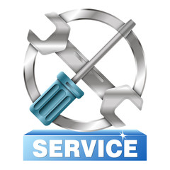 Service sign with tool