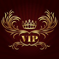 Vip card design with golden crown