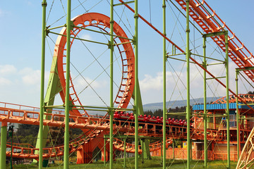 Roller coaster at Mtatsminda Park in Tbilisi, Georgia