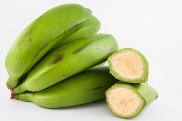 Type of banana called guineo or bocadillo (Musa acuminata) isolated in white background