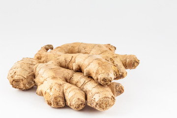 Ginger (Zingiber officinale) isolated in white background