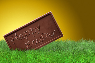 Happy Easter on golden background