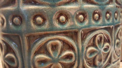 Teal and Crackled Artisan Vase