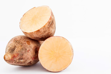 Yacon (Smallanthus sonchifolius) isolated in white background