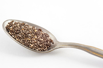 Chia seeds (Salvia hispanica) isolated in white background