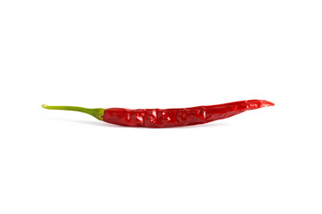 Red chili pepper dry isolated on white background.