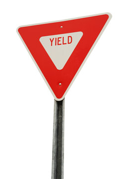 yield sign isolated on white background