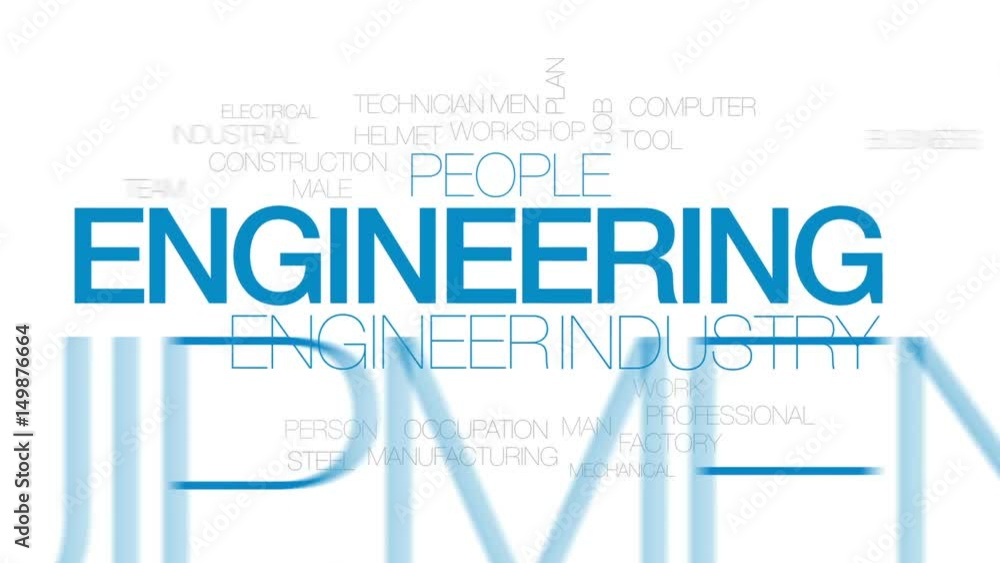 Poster engineering animated word cloud, text design animation. kinetic typography.
