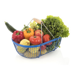 Harvest basket with vegetables and fruit