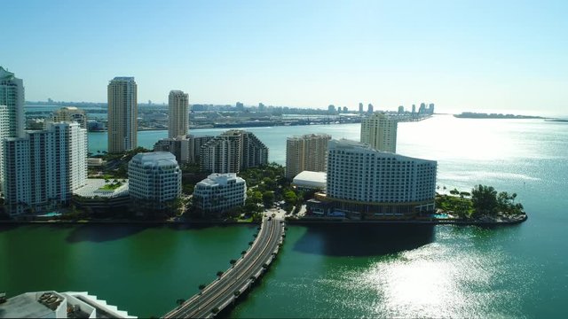 Stock aerial drone video Brickell Key