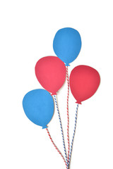 Red and blue balloon paper cut on white background - isolated