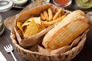 burrito with nacho and  French fries, 브리또