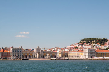 Fototapeta na wymiar View of Lisbon from the Tagus River at sunny day 08 may 2017
