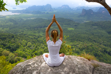 serenity and yoga practicing meditation
